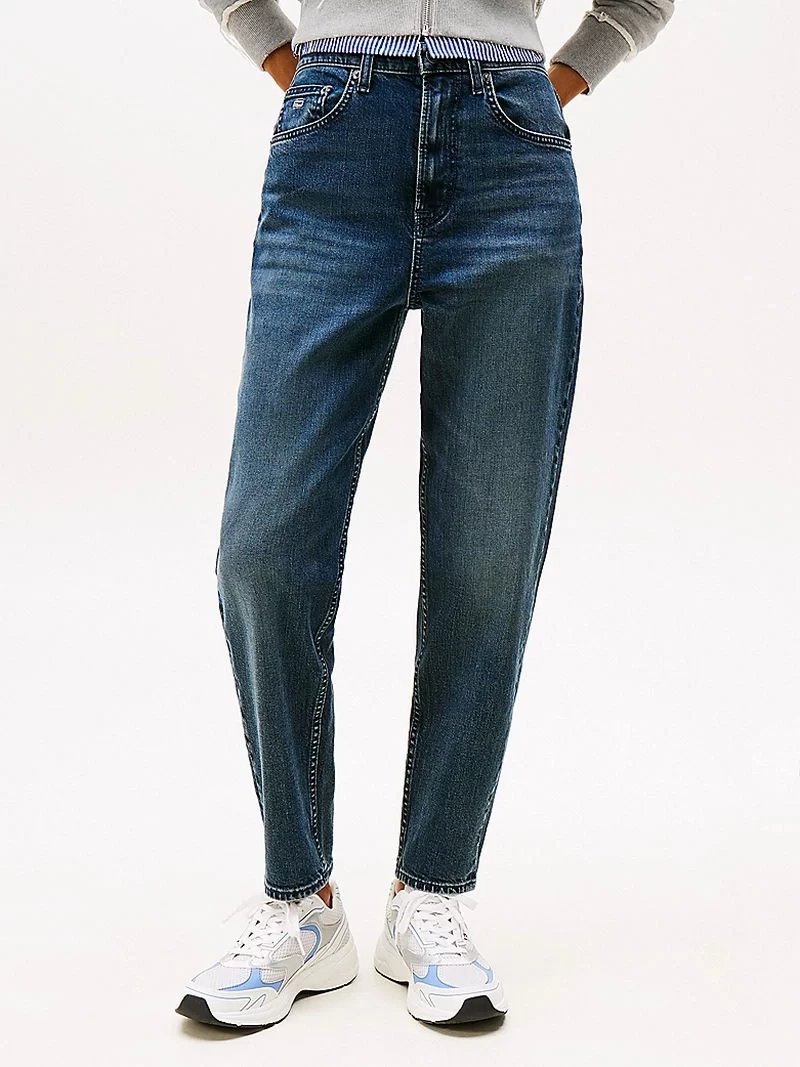 Tommy Hilfiger Kadın Ultra Yüksek Bel Koyu Mavi Mom Jean