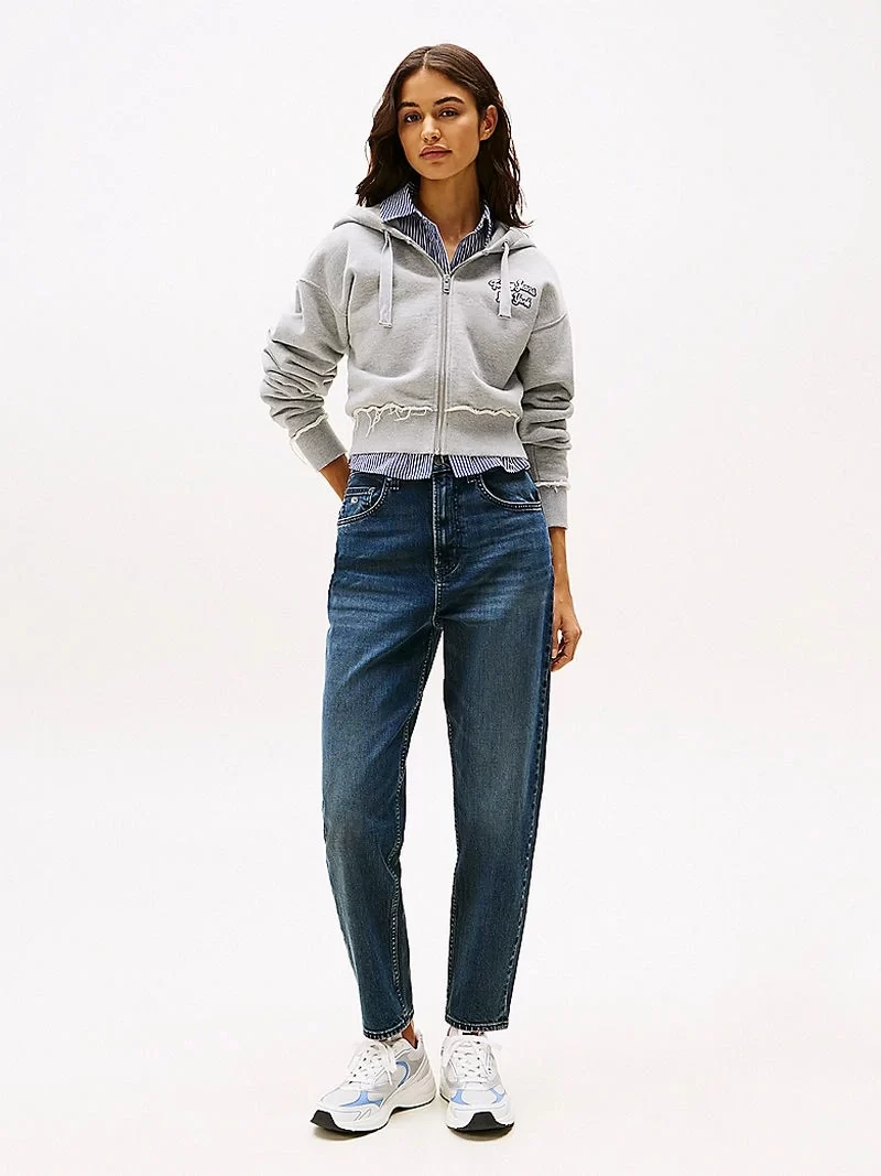 Tommy Hilfiger Kadın Ultra Yüksek Bel Koyu Mavi Mom Jean
