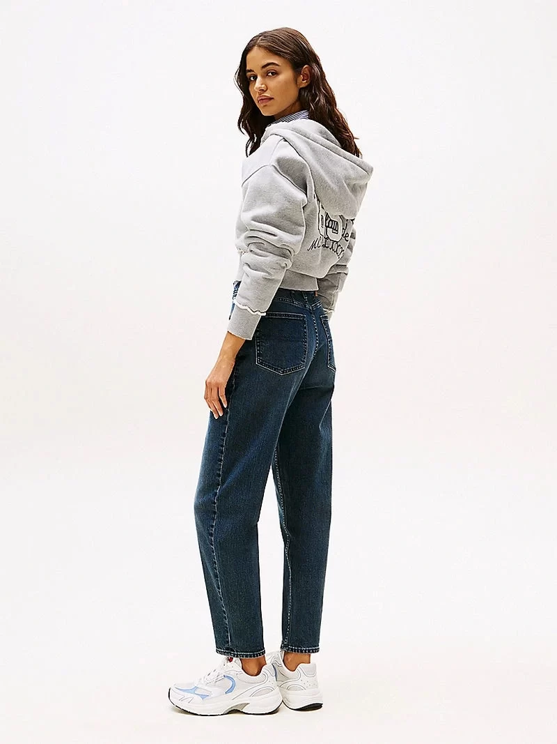 Tommy Hilfiger Kadın Ultra Yüksek Bel Koyu Mavi Mom Jean