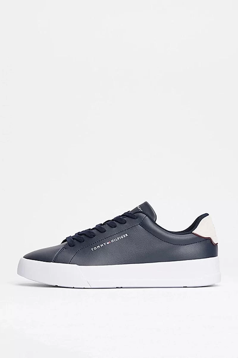 Tommy Hilfiger Erkek Lacivert Pebble Grain Court Sneaker