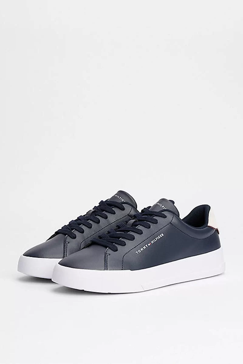 Tommy Hilfiger Erkek Lacivert Pebble Grain Court Sneaker