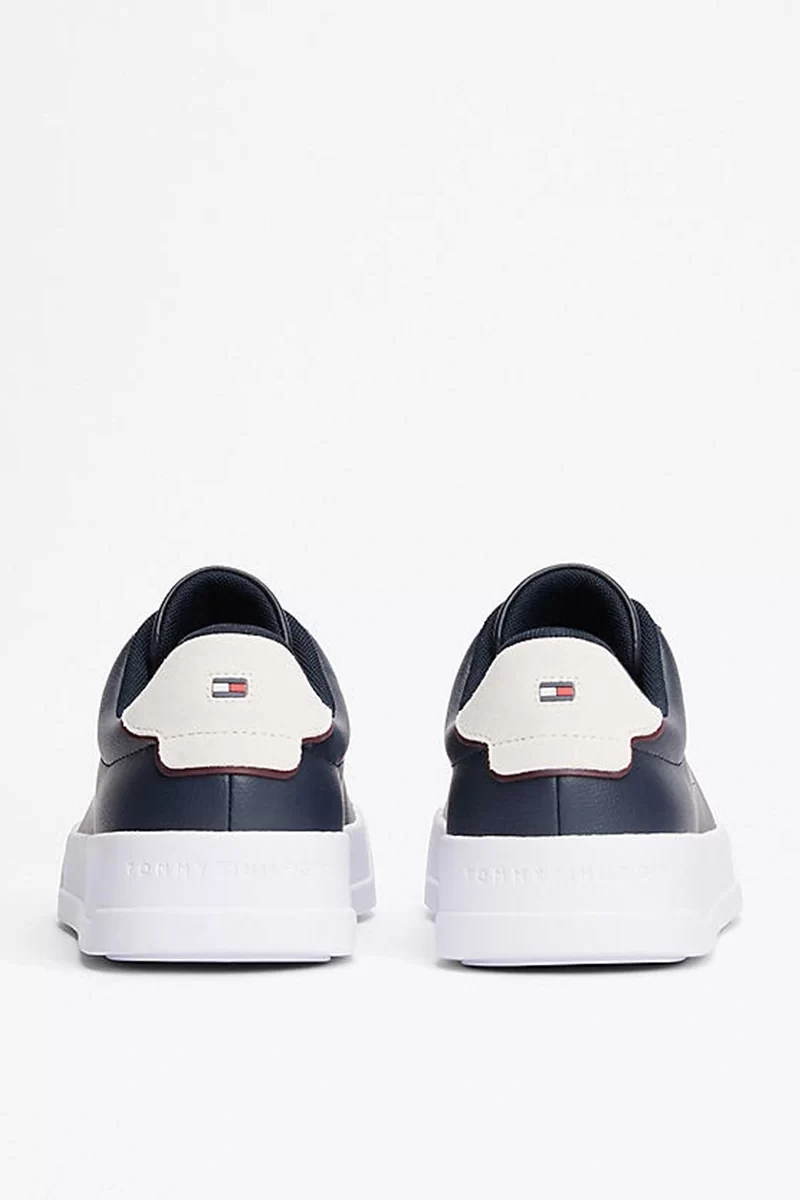 Tommy Hilfiger Erkek Lacivert Pebble Grain Court Sneaker