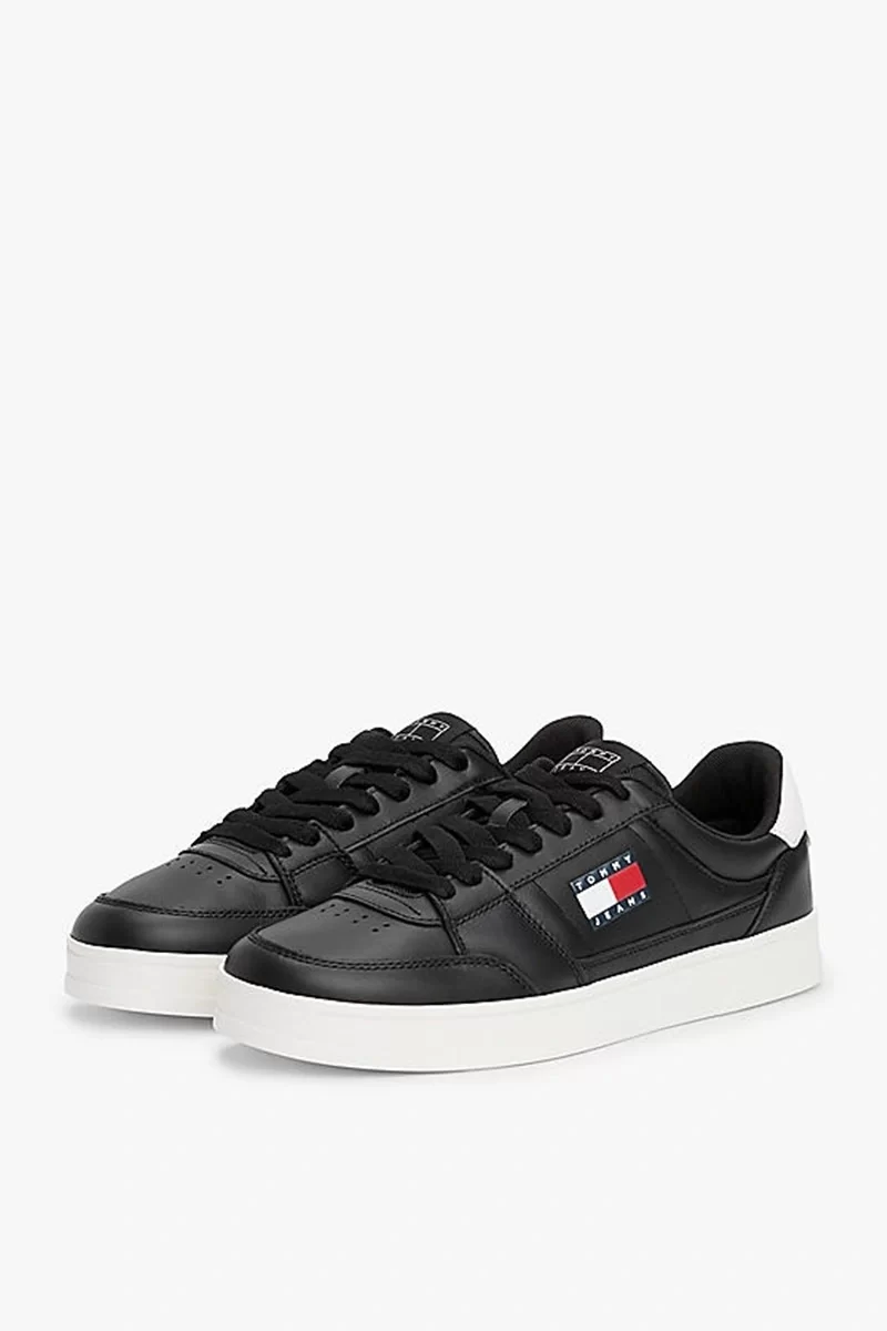 Tommy Hilfiger Erkek Siyah Greenwich Essential Deri  Sneaker