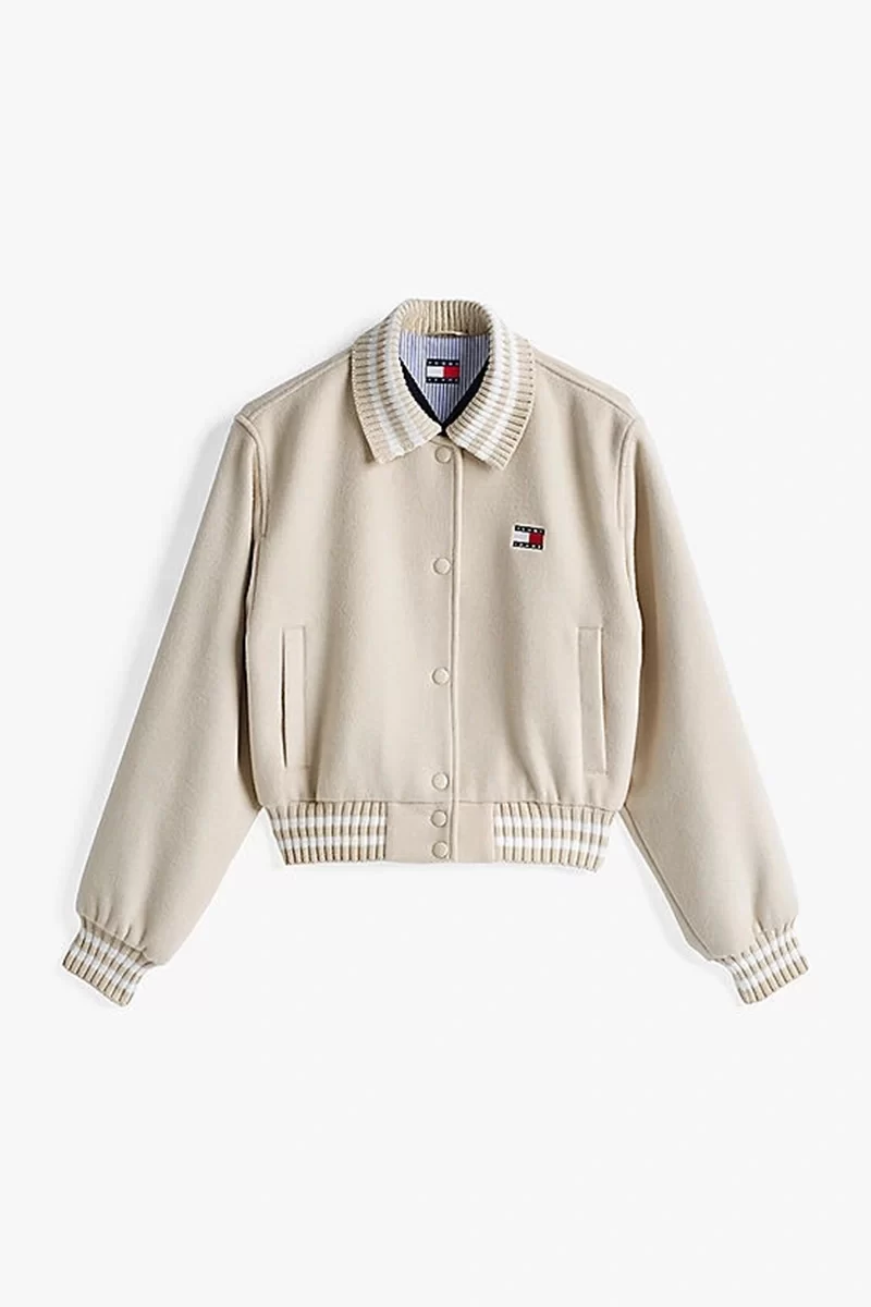 Tommy Hilfiger Kadın Bej Varsity Bomber Ceket