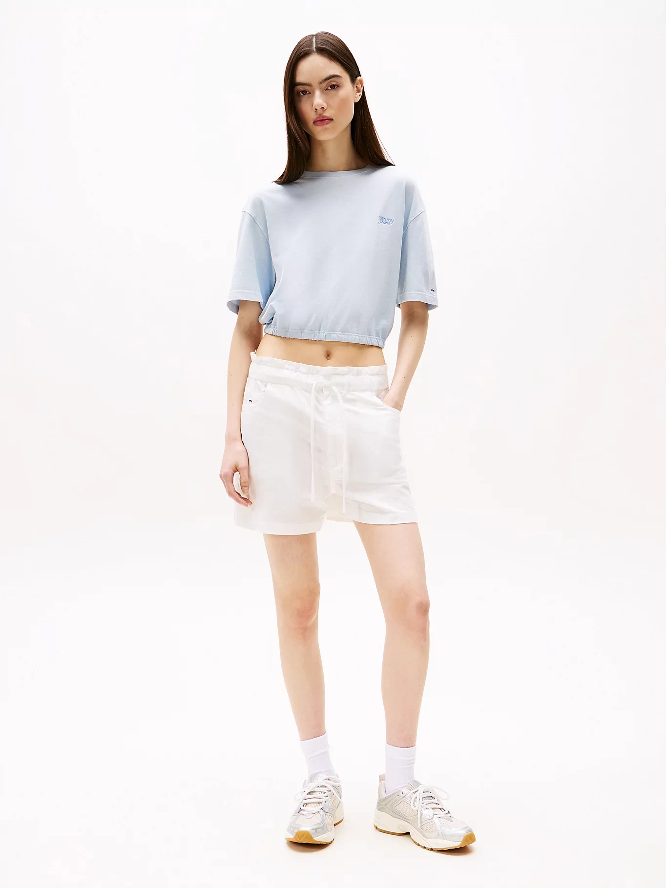 ommy Jeans Kadın Yale Blue Pamuk‑Keten Şort