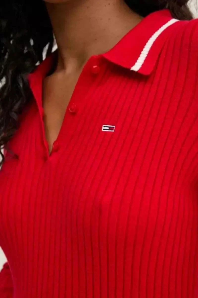 Tommy Hilfiger Kadın Kırmızı Midi Polo Elbise