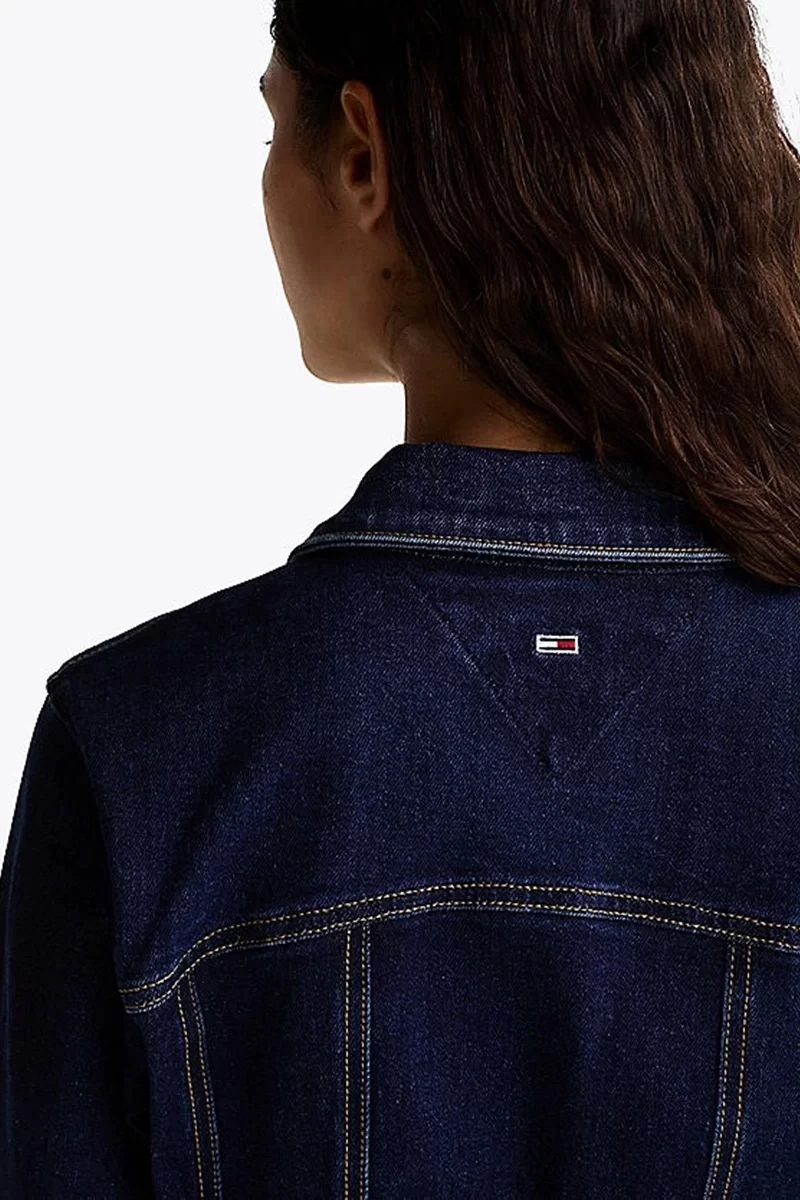 Tommy Hilfiger Kadın Lacivert Pileli Kot Mini Elbise
