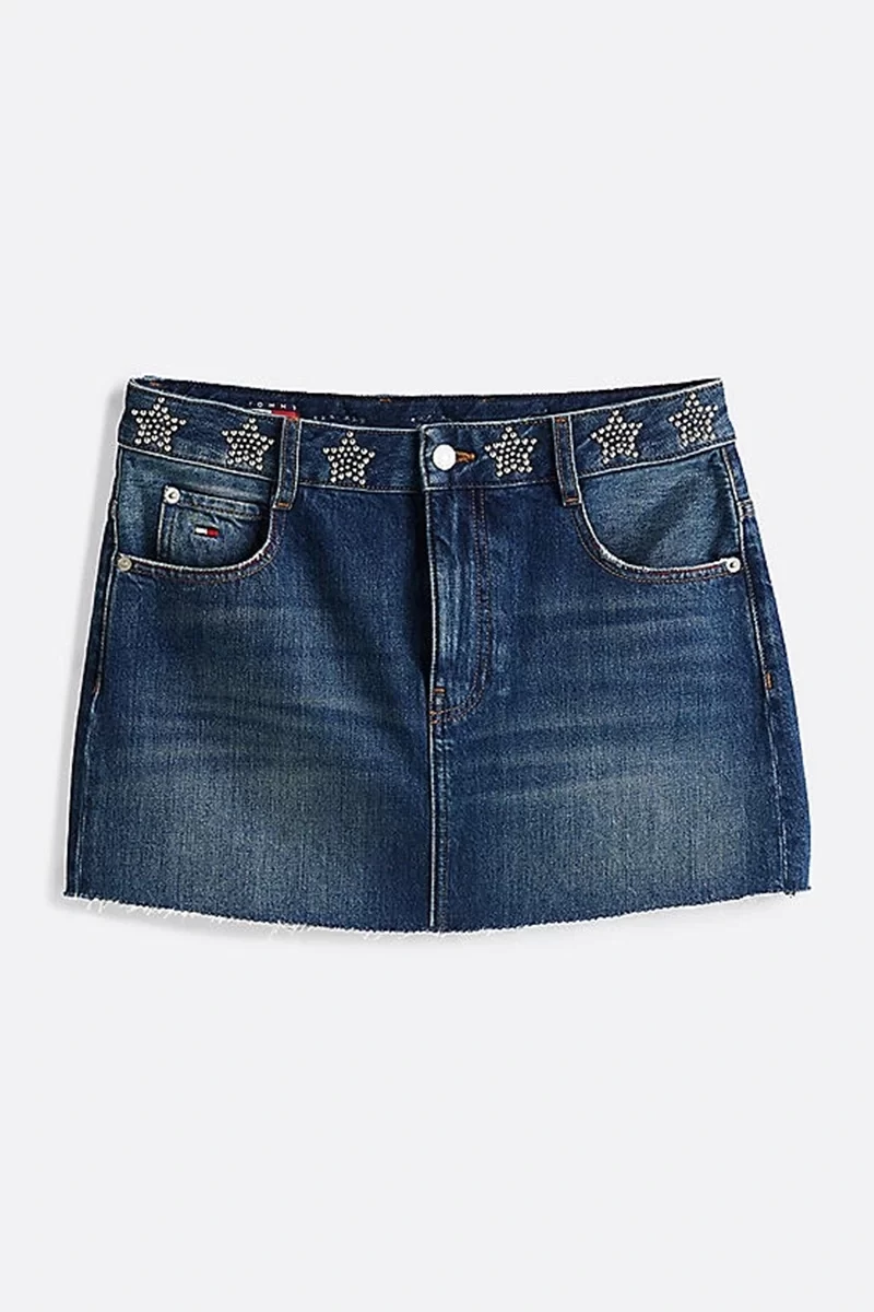 Tommy Hilfiger Kadın Mavi Kot Mini Etek