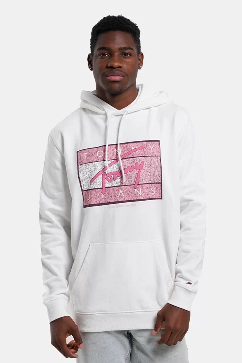 Tommy Hilfiger Logolu Erkek Beyaz Sweatshırt