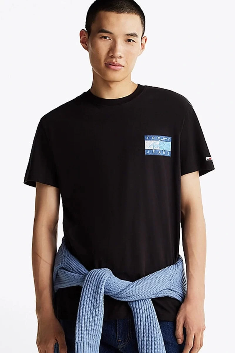Tommy Hilfiger Logolu Erkek Siyah T-Shirt