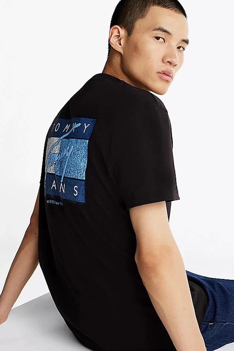 Tommy Hilfiger Logolu Erkek Siyah T-Shirt