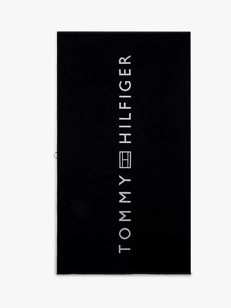 Tommy Hilfiger Unisex Lacivert Logo Nakışlı Plaj Havlusu
