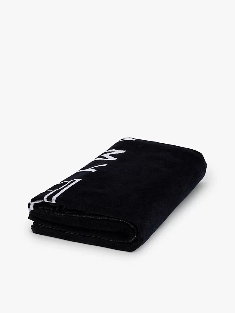 Tommy Hilfiger Unisex Lacivert Logo Nakışlı Plaj Havlusu
