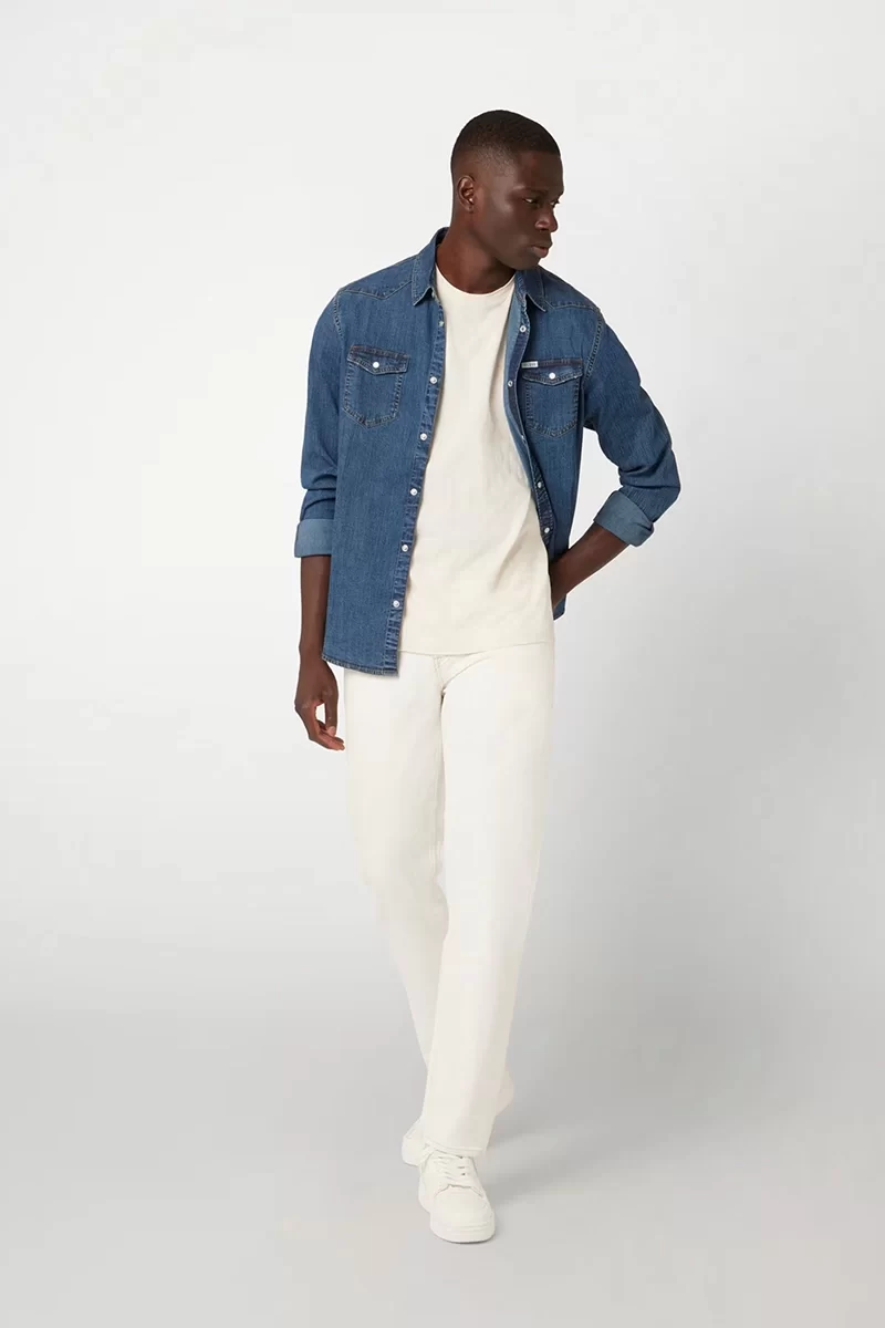 Guess Truckee L/S Shırt Erkek Mavi Gömlek M4YH02D3PF6-SAFI