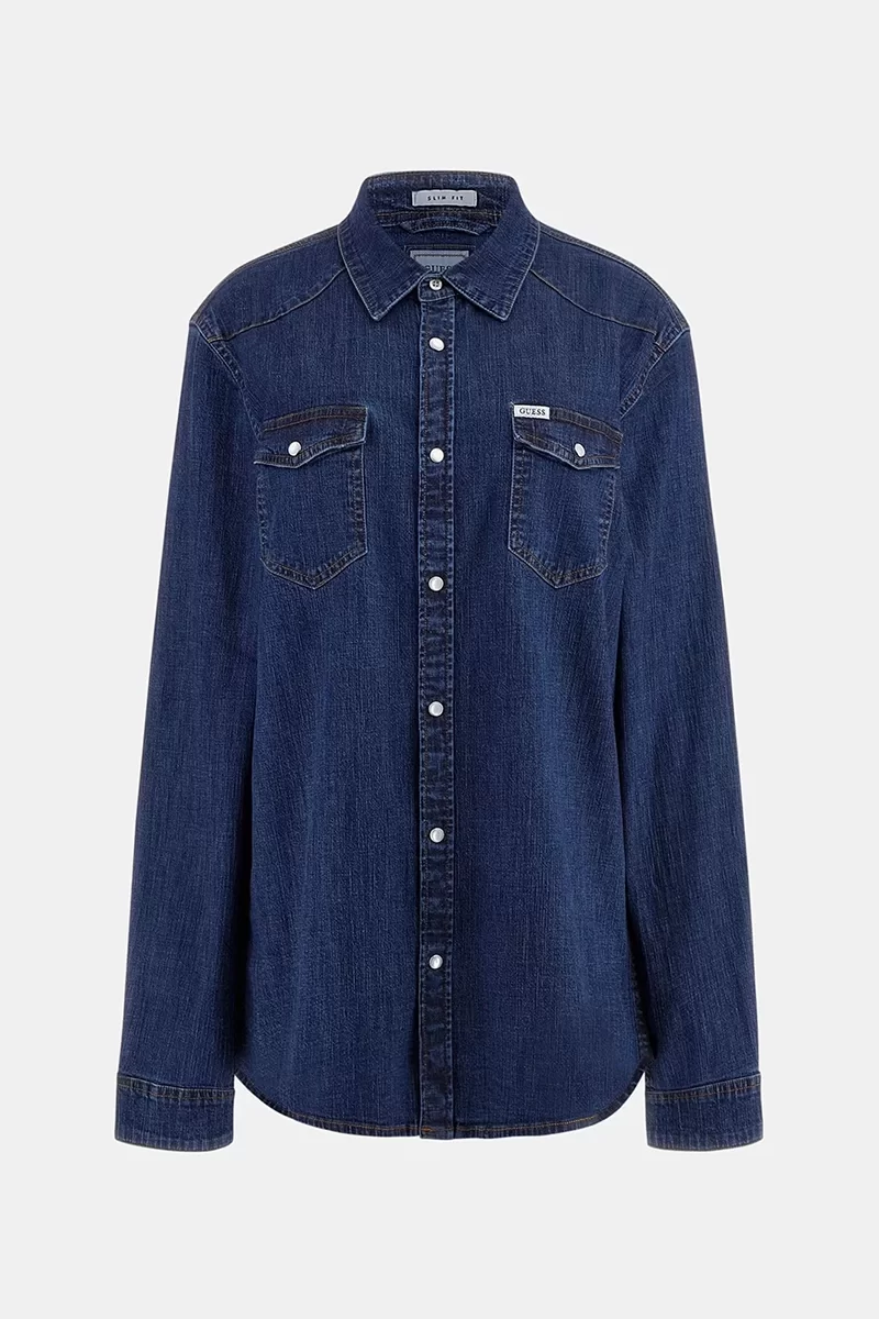 Guess Truckee L/S Shırt Erkek Mavi Gömlek M4YH02D3PF6-SAFI