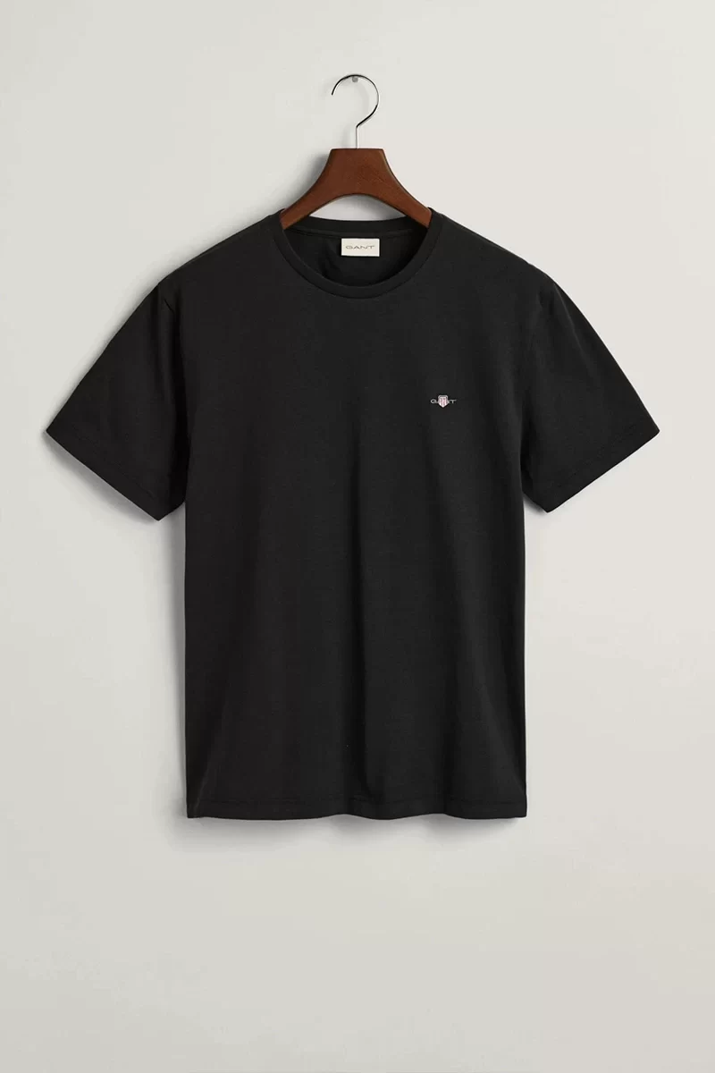 GANT Erkek Siyah Regular Fit Bisiklet Yaka T-Shirt 2003184.5