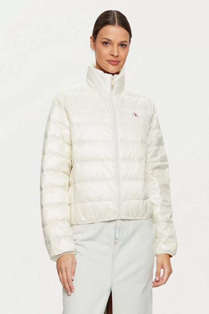 Calvin Klein Kadın Parlak Beyaz Şişme Mont
