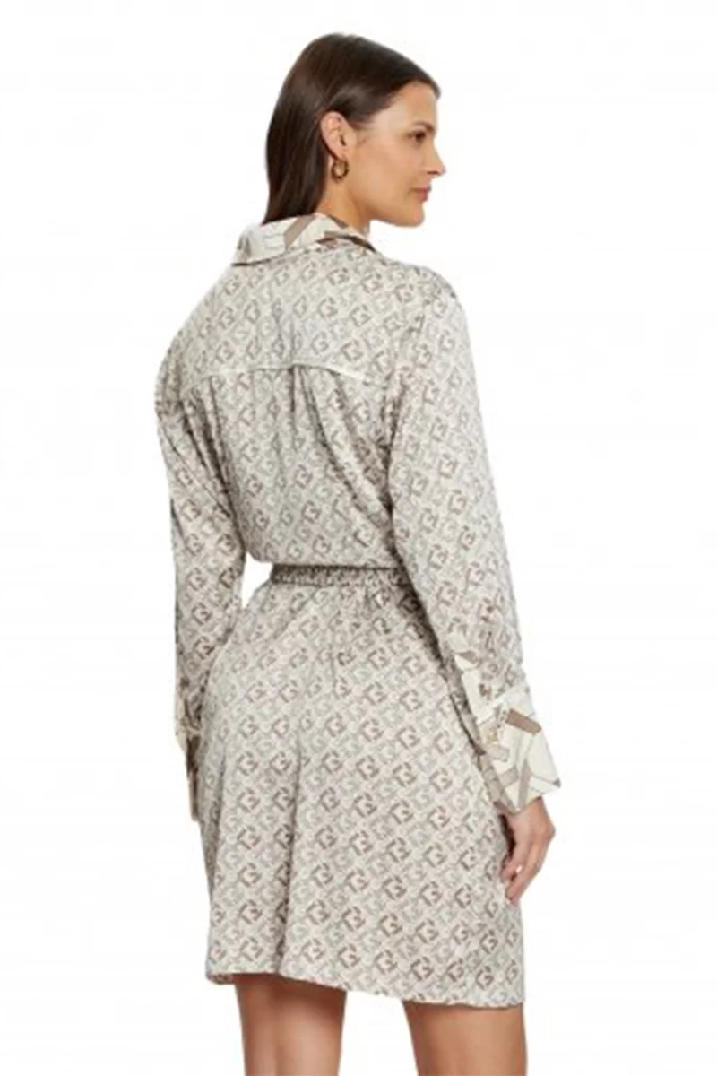 Guess Veronıca Logo Belt Shırt Dress Kadın Çok Renkli Elbise W5RK40WF1T2-P1KZ