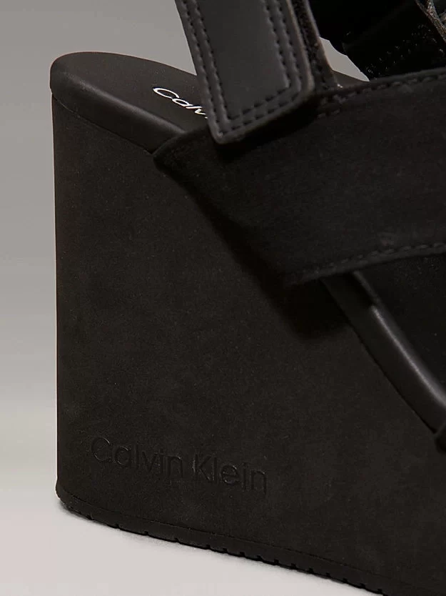Calvin Klein Jeans Kadın Siyah  Deri Blok Topuklu Sandalet
