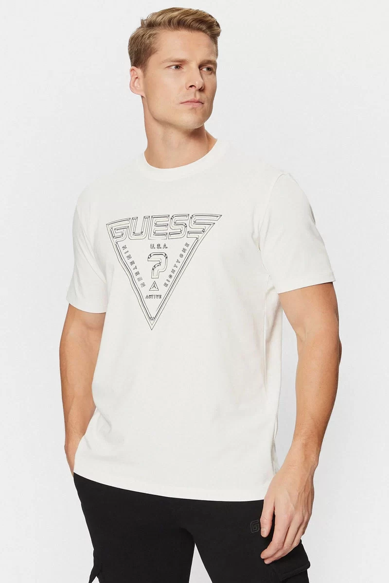 Guess Westly Cn T-Shırt Erkek Beyaz T-Shirt Z5RI12J1314-G018
