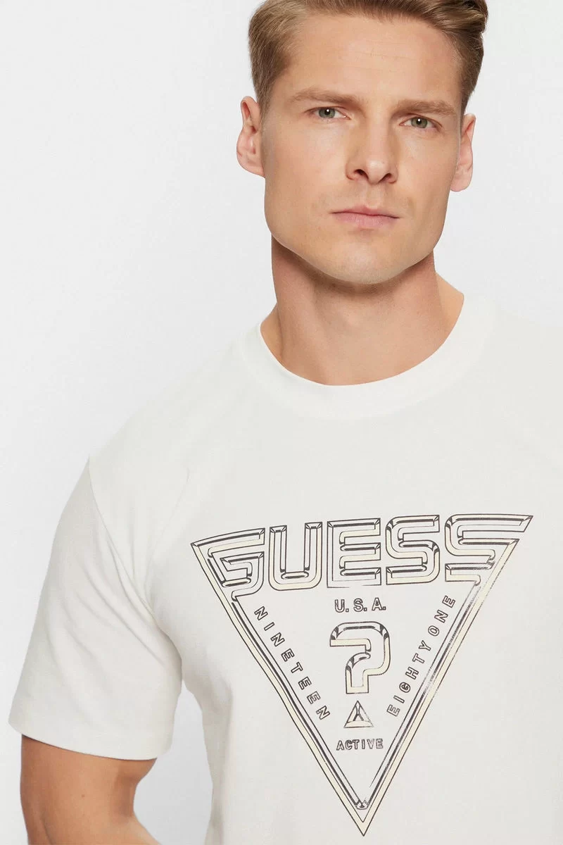 Guess Westly Cn T-Shırt Erkek Beyaz T-Shirt Z5RI12J1314-G018