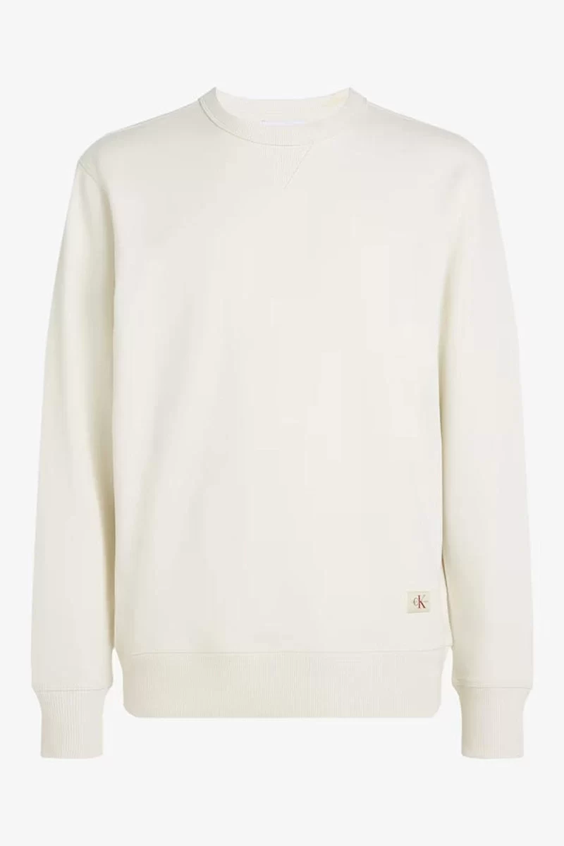 Calvin Klein Erkek Bisiklet Yaka Normal Fit Krem Sweatshirt