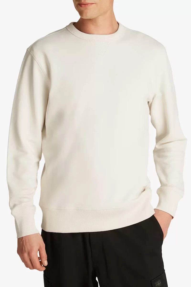 Calvin Klein Erkek Bisiklet Yaka Normal Fit Krem Sweatshirt