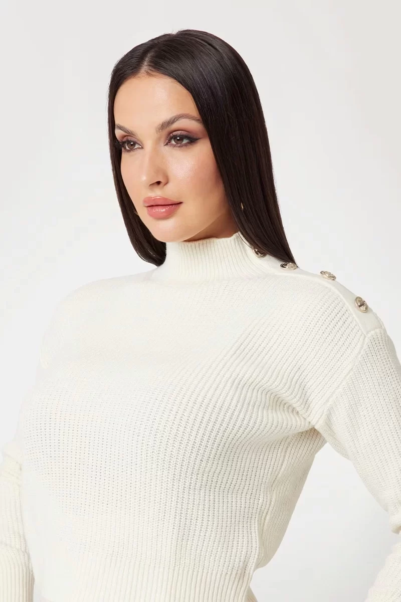 Guess Zylee Ls Mock Neck Swtr Kadın Beyaz Kazak W4BR39Z2WX0-G012