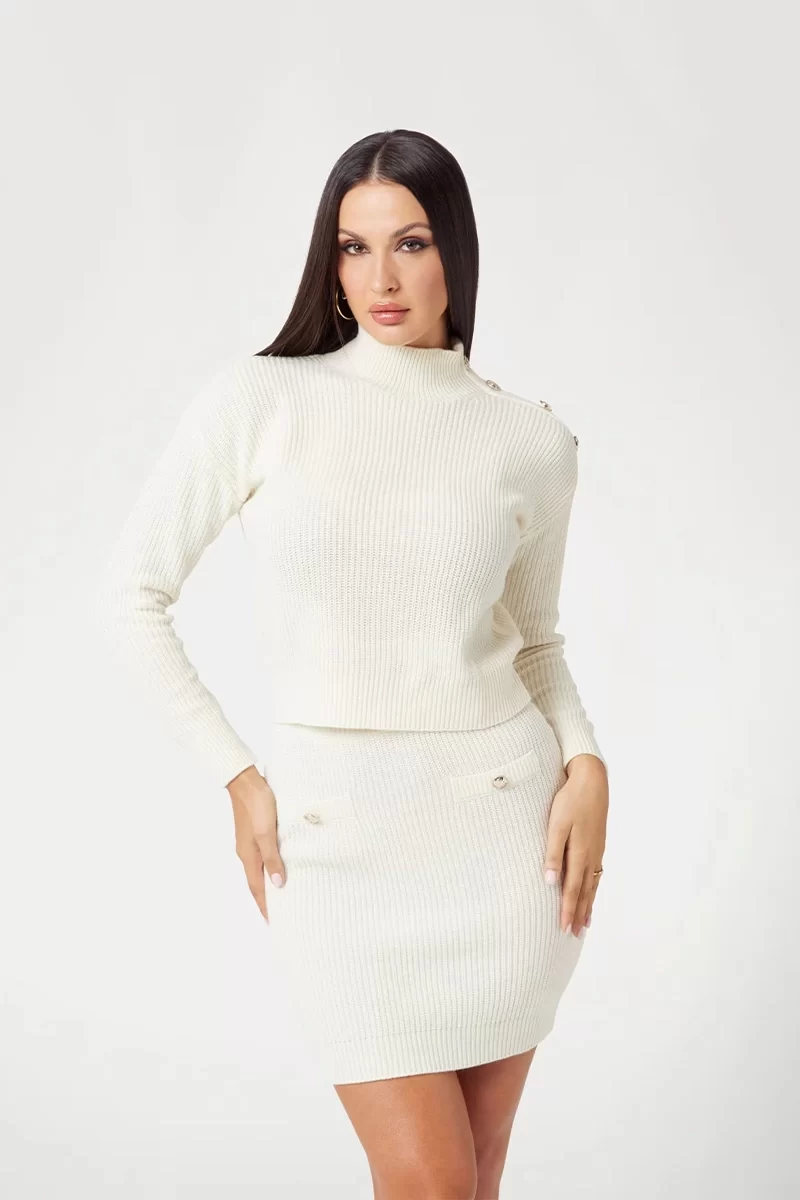 Guess Zylee Ls Mock Neck Swtr Kadın Beyaz Kazak W4BR39Z2WX0-G012