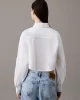 CK Jeans Kadın Woven Label Cropped Beyaz Gömlek J20J225078-YAA