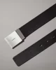 Calvin Klein Erkek Metal Plaka Siyah Deri Kemer