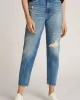 Calvin Klein Kadın Eskitilmiş Regular Fit Mavi Kot Pantolon