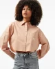 Calvin Klein Kadın Oversize Crop Uzun Kollu Pembe Gömlek