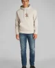 Calvin Klein Erkek Gri Küçük Logolu Kapüşonlu Sweatshirt