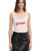 Guess Chenılle Logo Tank Top Rıb Kadın Pembe Atlet W5RP03KA0H1-A60W