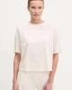 Guess Kadın Krem Logolu T-Shirt