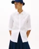 Tommy Hilfiger Kadın Beyaz Keten Rahat Kesim Gömlek