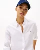 Tommy Hilfiger Kadın Beyaz Keten Rahat Kesim Gömlek