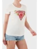 Guess Ss Cn Trıangle Beads Tee Kadın Beyaz T-Shirt W5GI10J1314-G012