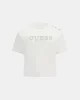 Guess Cn Ss Cropped Washed Logo Tee Kadın Beyaz T-Shirt W5GI15K8FQ4-G011