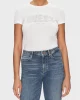 Guess Cn Ss Logo Lace Tee Kadın Beyaz T-Shirt W5GI04J1314-G011