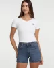 Guess jeans Gj Sl Cn Snap Embro Slım Top Kadın Beyaz T-Shirt W5GP27KA0H1-G011
