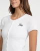 Guess jeans Gj Sl Cn Snap Embro Slım Top Kadın Beyaz T-Shirt W5GP27KA0H1-G011