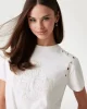 Guess Cn Ss Eyelet Tone On Tone Tee Kadın Beyaz T-Shirt W5GI18I3Z14-G012
