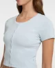 Guess jeans Gj Sl Cn Snap Embro Slım Top Kadın Mavi T-Shirt W5GP27KA0H1-G7O7