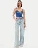 Guess Sunflower Rıb Top Kadın Mavi Atlet V5GP16K8RT2-G7ER