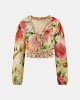 Guess Ls Colette V Neck Bow Top Kadın Çok Renkli Bluz W5GH40WG4G0-P0IY