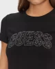 Guess Cn Ss Logo Lace Tee Kadın Siyah T-Shirt W5GI04J1314-JBLK