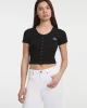 Guess jeans Gj Sl Cn Snap Embro Slım Top Kadın Siyah T-Shirt W5GP27KA0H1-JBLK