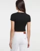 Guess jeans Gj Sl Cn Snap Embro Slım Top Kadın Siyah T-Shirt W5GP27KA0H1-JBLK